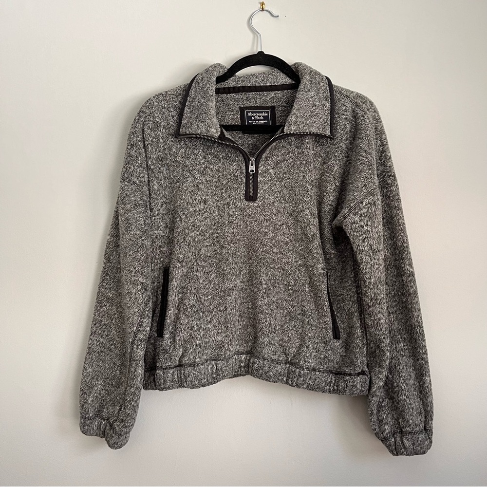 Abercrombie & Fitch Pullover Quarter Zip Size Small Gray Fleece Outerwear